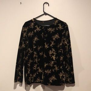 Black Velvet Gold Hand Embellished Velour Sweater